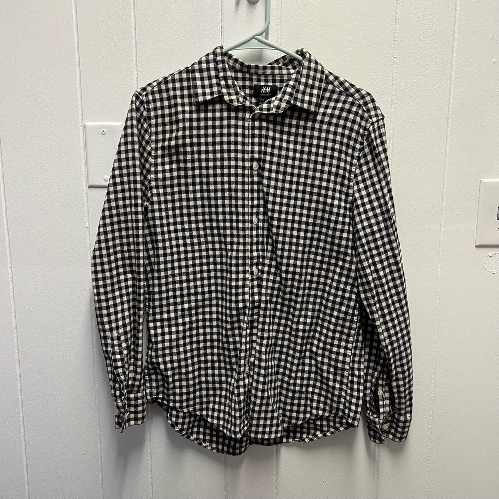 Men’s H&M Black White Gingham Button Down - Medium